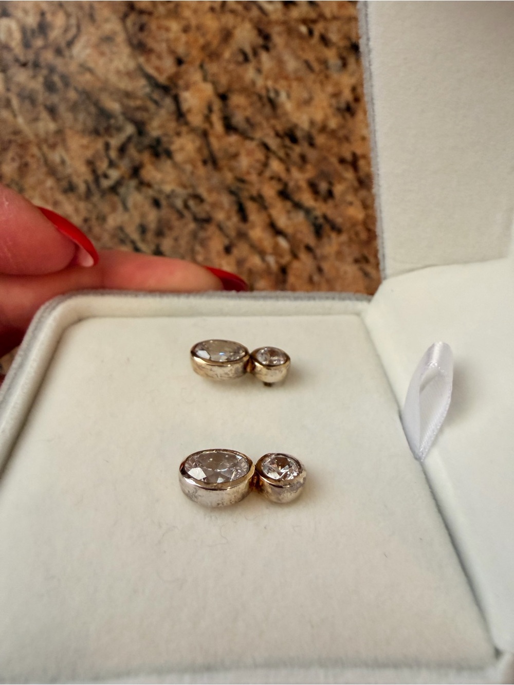 Alexa Leigh “Jordan” Earrings Oval & Circle Studs Pair Vermeil in Box - Picture 8 of 10